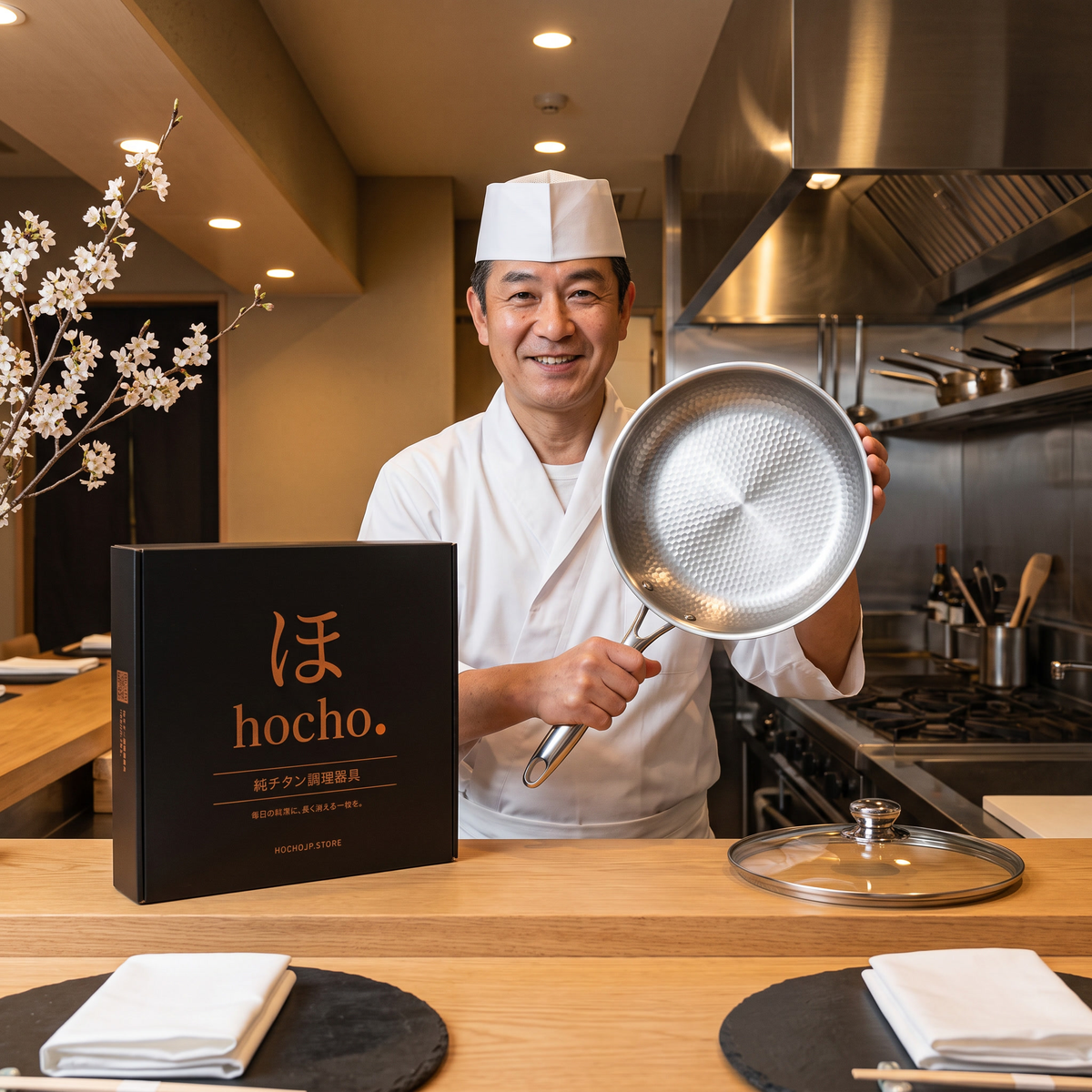 Hocho 有害物質フリ- の料理に、純チタン100%フライパン